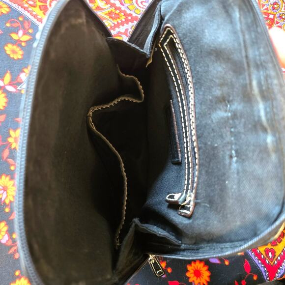 St. Johns Bay Leather Handbag with backpack straps in Black - Picture 9 of 13